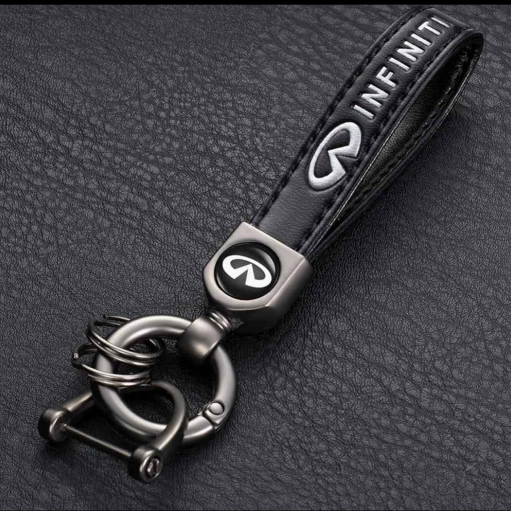 New Infiniti Black Leather Keychain